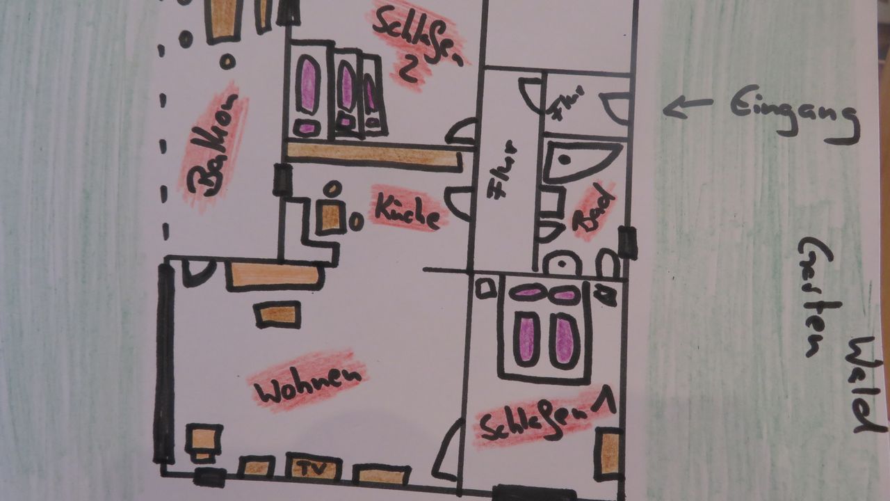 Grundriss der Fewo Untersberg Grundriss der Fewo Untersberg